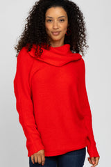 Red Off Shoulder Dolman Sleeve Knit Maternity Top