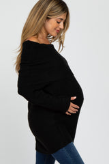 Black Off Shoulder Dolman Sleeve Knit Maternity Top