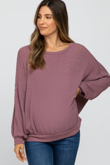 Plum Oversized Long Sleeve Maternity Top