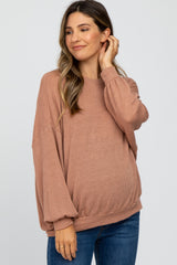 Salmon Oversized Long Sleeve Maternity Top