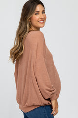 Salmon Oversized Long Sleeve Maternity Top