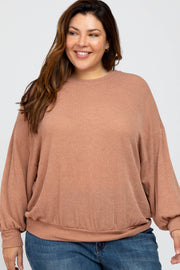 Salmon Oversized Long Sleeve Plus Top