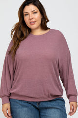 Plum Oversized Long Sleeve Plus Top