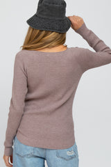 Mocha Waffle Knit Long Sleeve Maternity Top