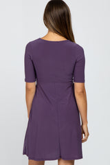 Plum Waist Tie Maternity Nursing Dress