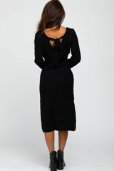 Black Back Tie Maternity Midi Dress