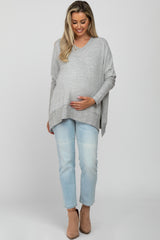 Heather Grey V-Neck Brushed Maternity Knit Top