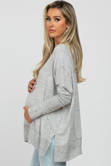 Heather Grey V-Neck Brushed Maternity Knit Top