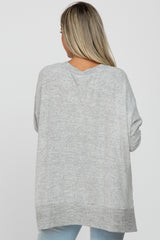 Heather Grey V-Neck Brushed Maternity Knit Top