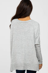 Heather Grey V-Neck Brushed Knit Top