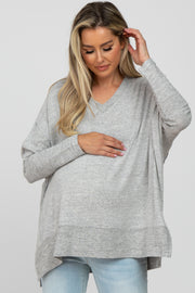 Heather Grey V-Neck Brushed Maternity Knit Top