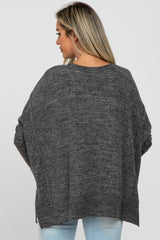 Charcoal V-Neck Brushed Maternity Knit Top