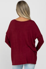 Burgundy V-Neck Maternity Top