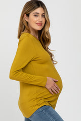 Yellow Basic Long Sleeve Maternity Top