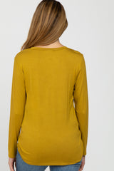 Yellow Basic Long Sleeve Maternity Top