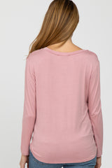 Light Pink Basic Long Sleeve Maternity Top