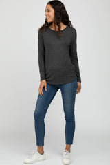 Charcoal Basic Long Sleeve Top