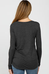 Charcoal Basic Long Sleeve Maternity Top