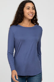 Blue Basic Long Sleeve Top