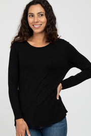 Black Basic Long Sleeve Top