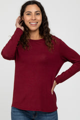 Burgundy Basic Long Sleeve Maternity Top