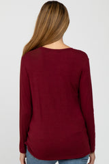 Burgundy Basic Long Sleeve Maternity Top