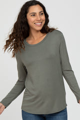 Olive Basic Long Sleeve Maternity Top