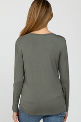 Olive Basic Long Sleeve Maternity Top