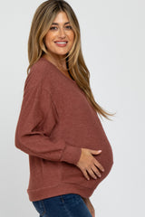 Rust Dolman Sleeve Brushed Knit Maternity Top