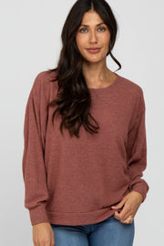 Rust Dolman Sleeve Brushed Knit Top