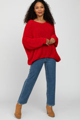 Red Soft Chunky Knit Sweater