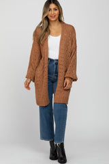 Camel Pointelle Knit Cardigan