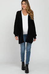 Black Pointelle Knit Maternity Cardigan