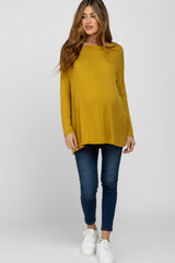 Yellow Wide Neck Maternity Long Sleeve Top