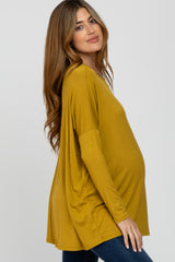 Yellow Wide Neck Maternity Long Sleeve Top