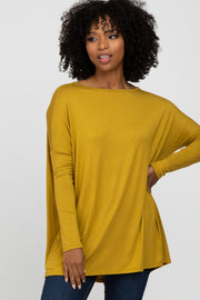 Yellow Wide Neck Long Sleeve Top