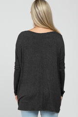 Charcoal Wide Neck Maternity Long Sleeve Top