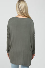 Olive Wide Neck Maternity Long Sleeve Top