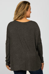 Charcoal Dolman Long Sleeve Maternity Plus Top