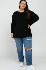 Black Dolman Long Sleeve Plus Top