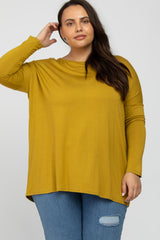 Yellow Dolman Long Sleeve Maternity Plus Top