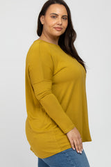 Yellow Dolman Long Sleeve Maternity Plus Top