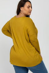 Yellow Dolman Long Sleeve Maternity Plus Top