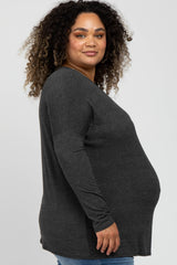 Charcoal V-Neck Maternity Plus Top