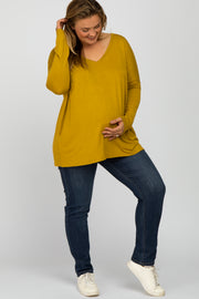 Yellow V-Neck Maternity Plus Top