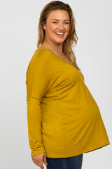 Yellow V-Neck Maternity Plus Top