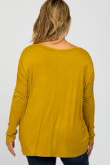 Yellow V-Neck Maternity Plus Top