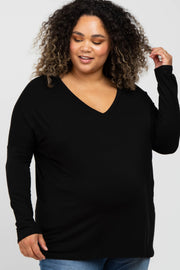 Black V-Neck Maternity Plus Top