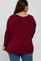 Burgundy V-Neck Plus Top