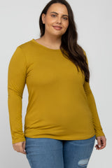 Yellow Long Sleeve Maternity Plus Top